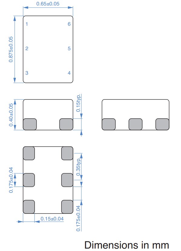 Mechanical Drawing - TDK TCM0906C Thin-Film Common Mode Filters
